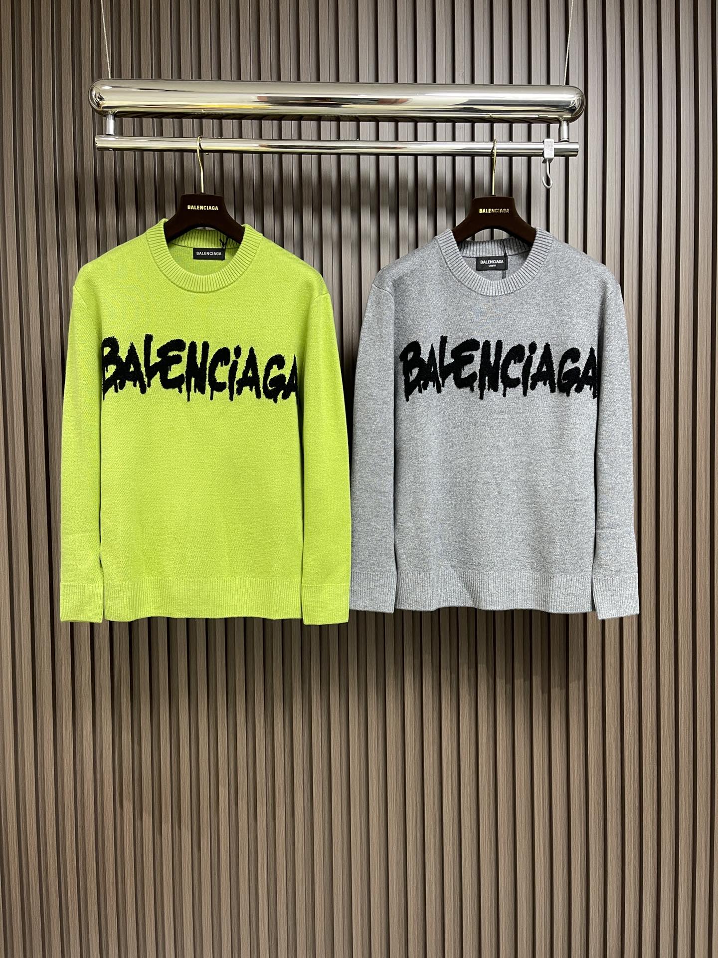 Balenciaga巴黎世家2024SS秋冬新款胸前logo圆领毛衣订制水洗标380克大毛圈面料全套辅料