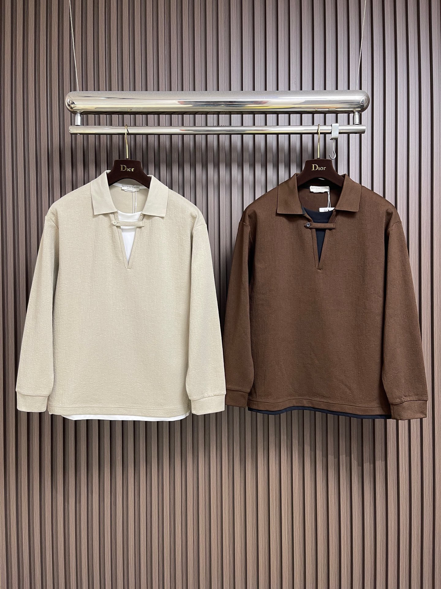 🛒🛒BV 2025ss秋冬新款长袖假两件POLO衫 高品质意大利进口精梳棉面料，高密度高克重，时尚百搭，