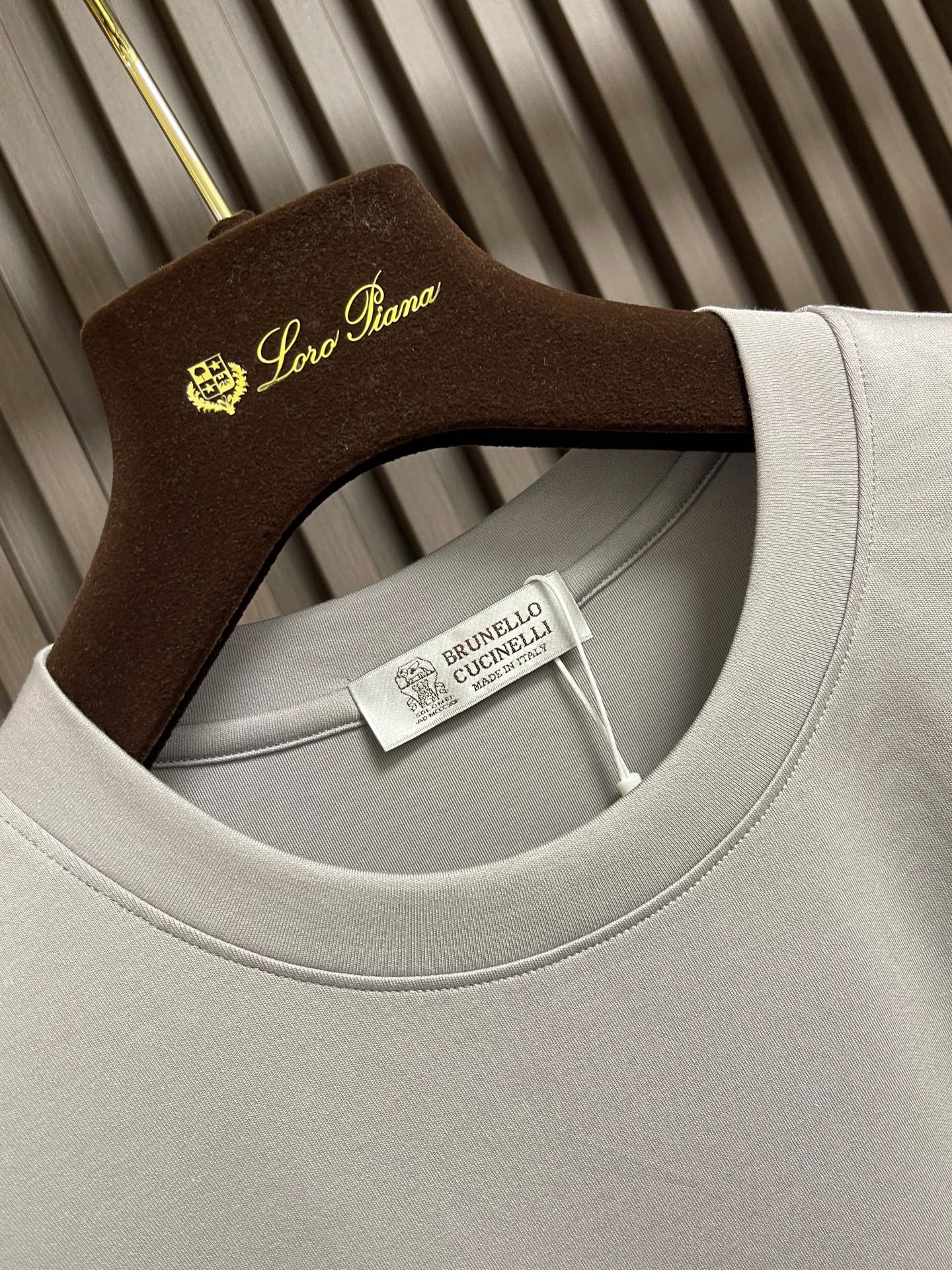 🛒🛒 Brunello Cucinelli BC 标识印花短袖T恤，定制云柔精梳棉 轻盈柔软 舒适贴肤 