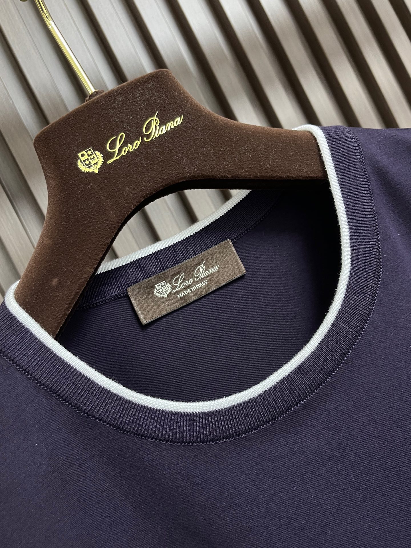 🛒🛒Loro piana Loro Piana 2026ss新款领口撞色圆领短袖T恤， 百搭款式 任何人