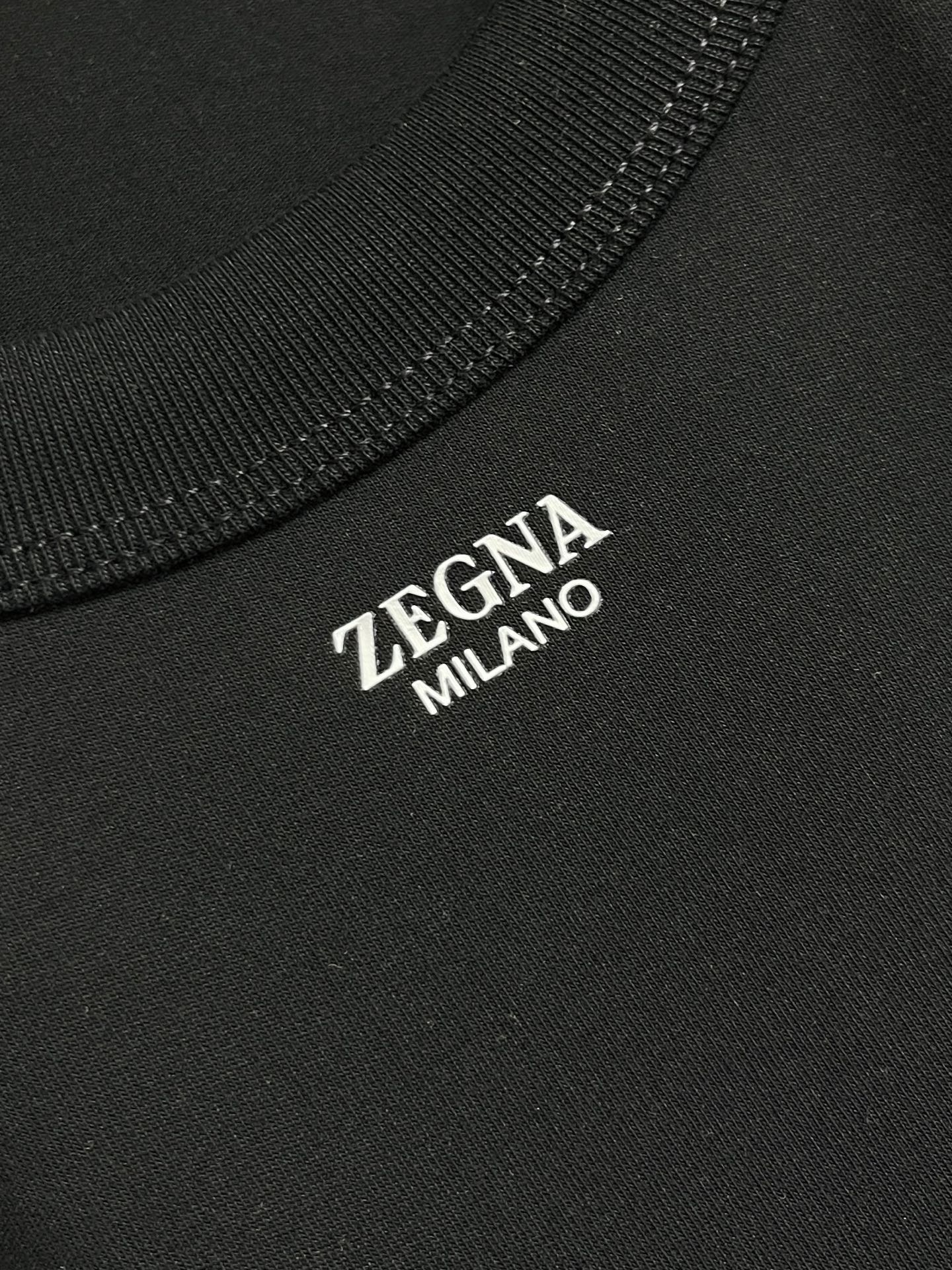 🛒🛒Zegna 杰尼亚2026ss新款圆领短袖T恤，定制新疆长绒棉面料，胶印logo标识 高弹面料、久穿