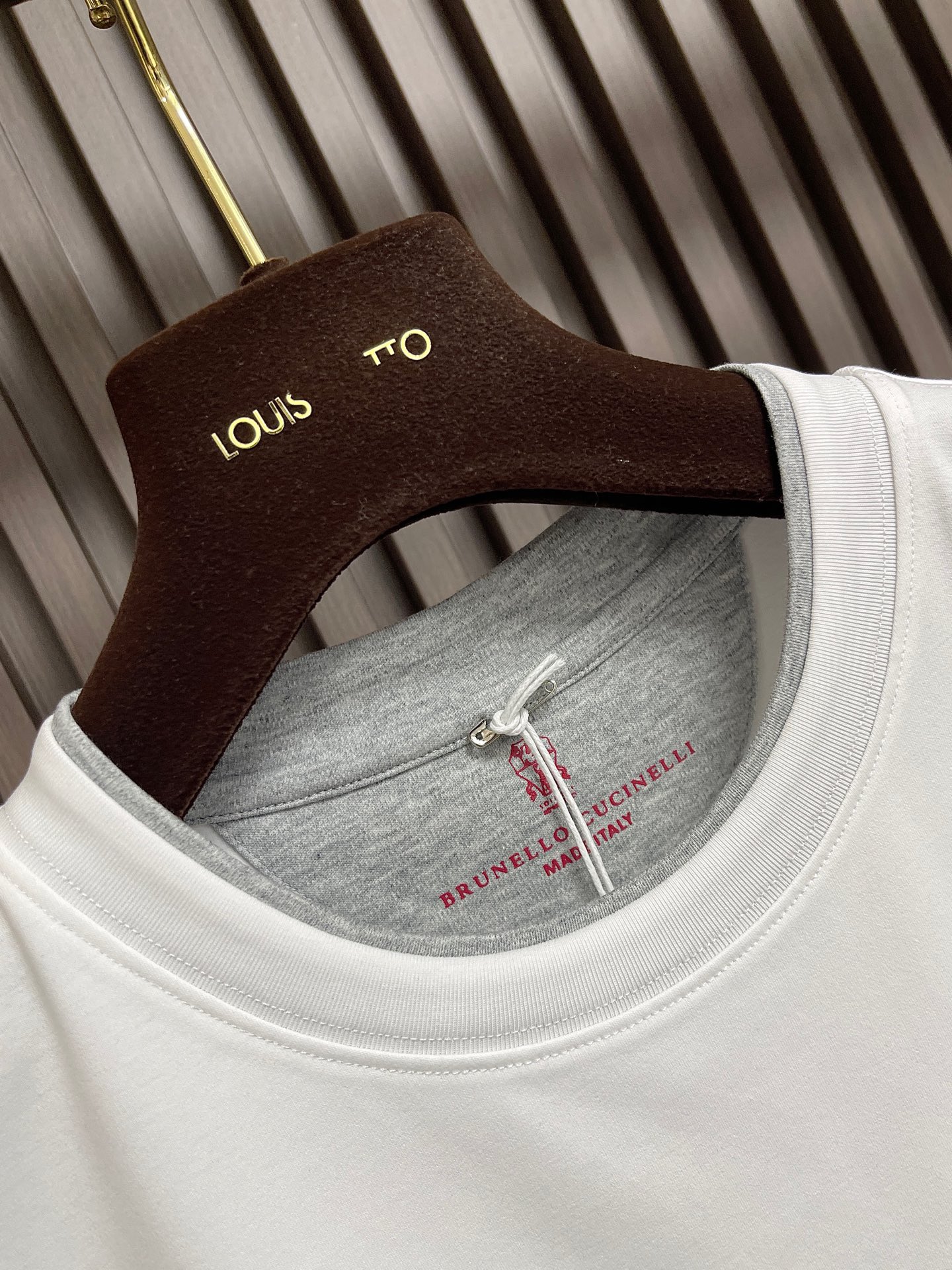 🛒🛒Brunello Cucinelli BC 胸前刺绣假两件圆领短袖T恤，2026SS早春新款短袖 男