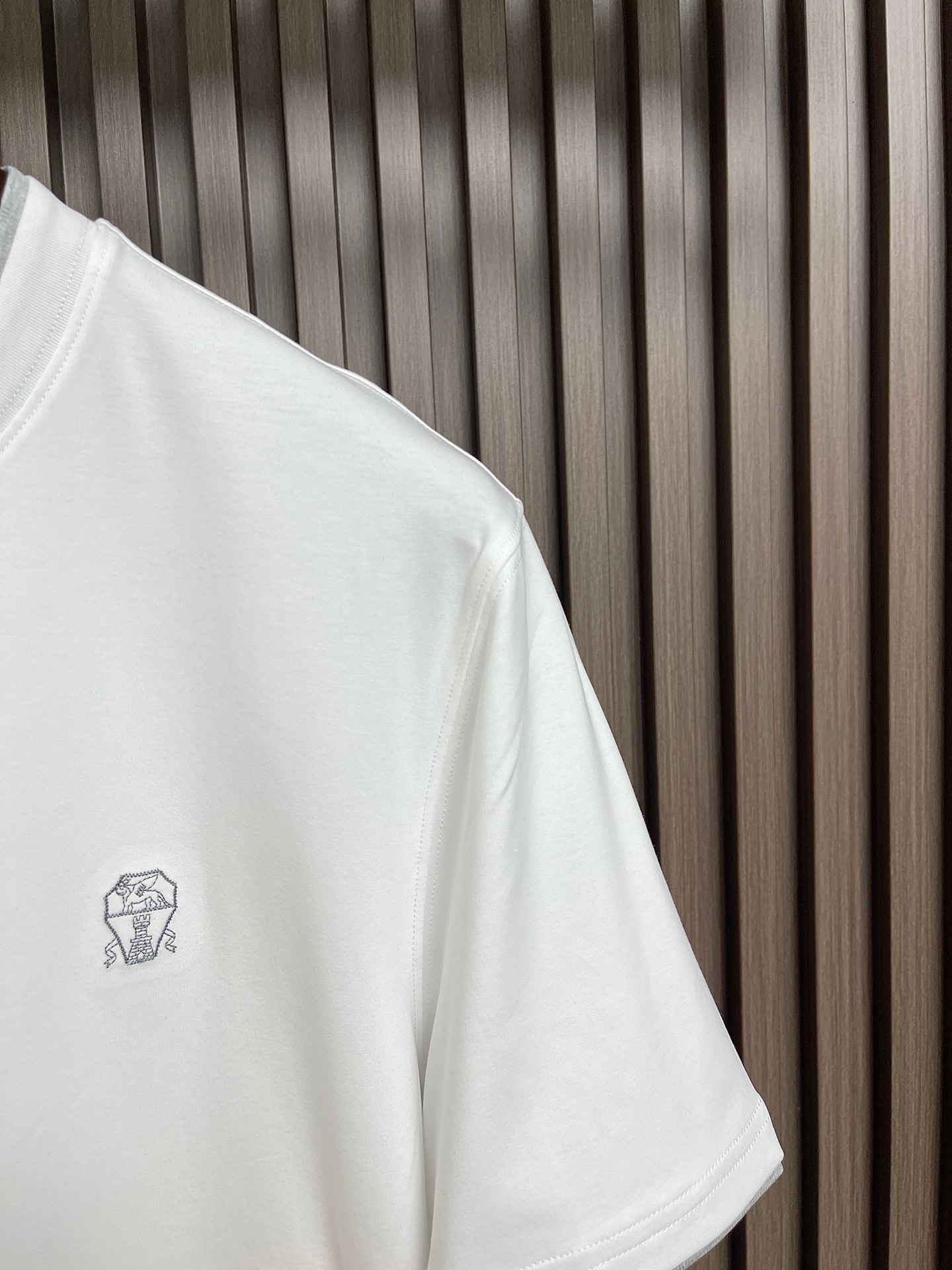 🛒🛒Brunello Cucinelli BC 胸前刺绣假两件圆领短袖T恤，2026SS早春新款短袖 男