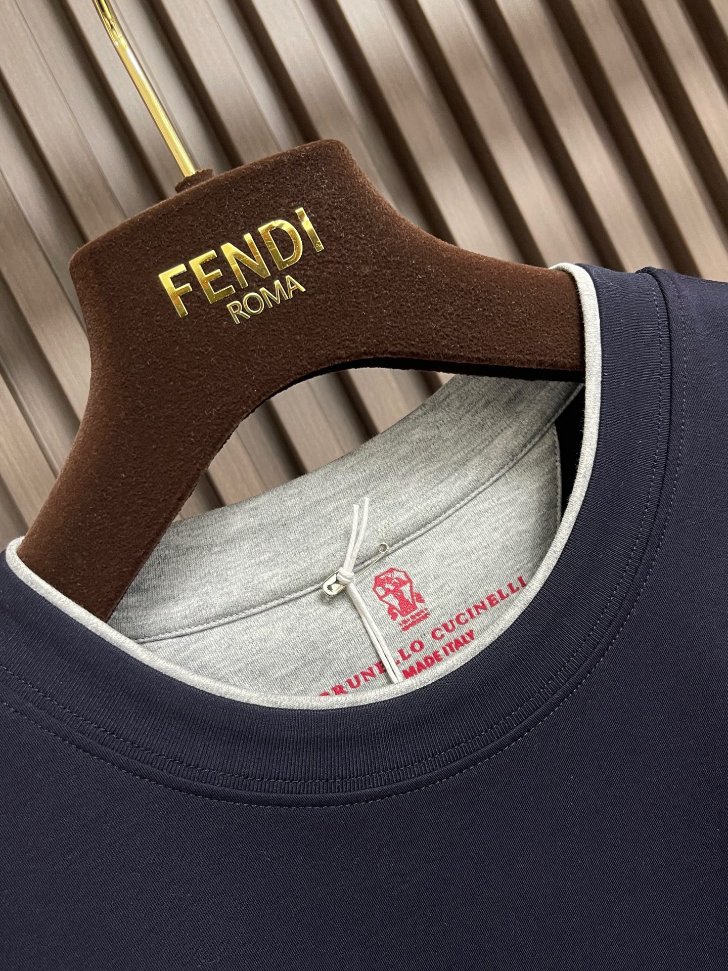 🛒🛒Brunello Cucinelli BC 胸前刺绣假两件圆领短袖T恤，2026SS早春新款短袖 男