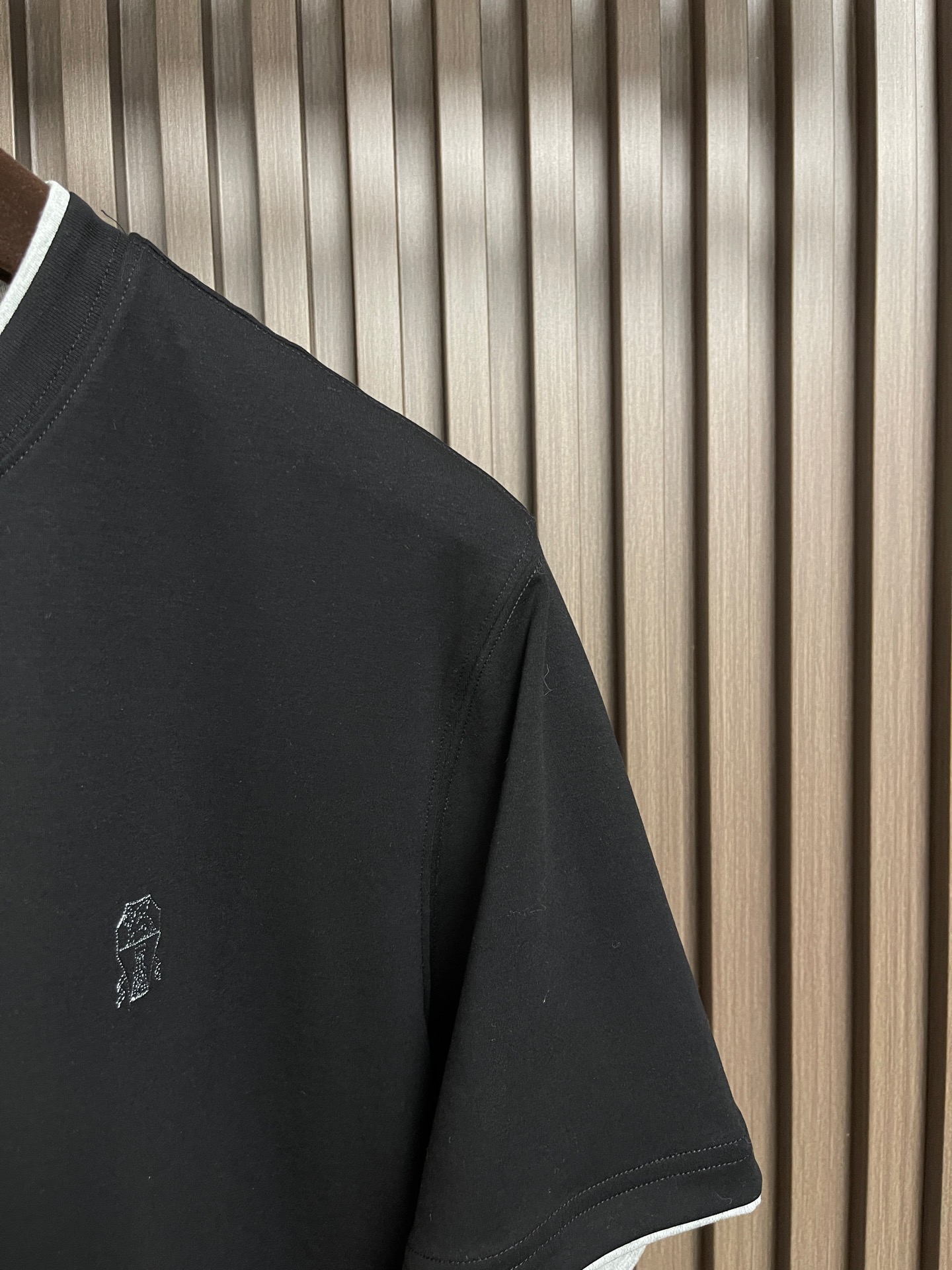 🛒🛒Brunello Cucinelli BC 胸前刺绣假两件圆领短袖T恤，2026SS早春新款短袖 男
