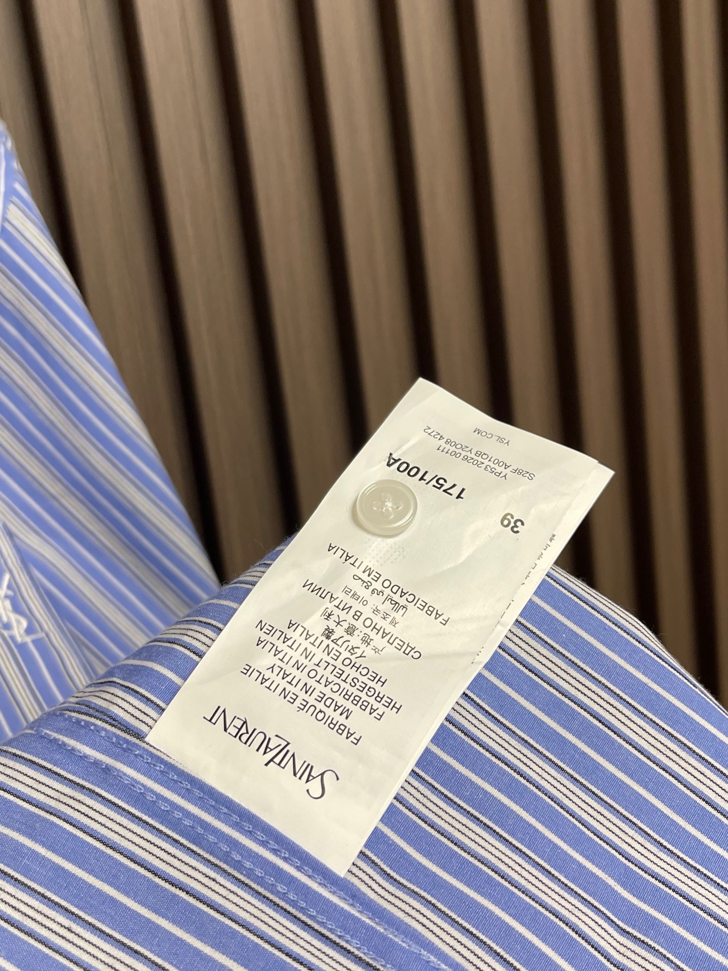 🛒🛒YSL SaintLaurent 标识刺绣条纹长袖衬衫 定制曜岚臻织府绸棉 挺括有型 舒适贴肤 晴屿钴蓝为底 素白与