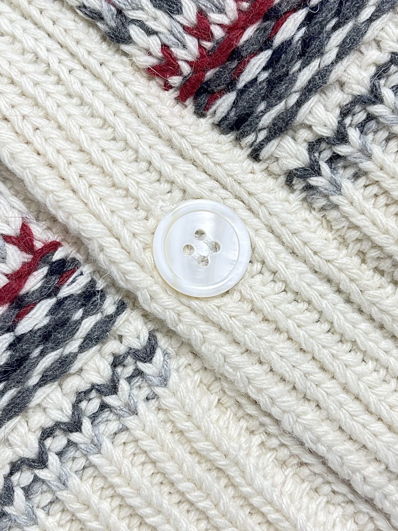 🛒🛒THOM BROWNE TB费尔岛提花青果领羊毛开衫，秋冬氛围感王牌单品，品牌标志性轻奢复古针织外套，融合传统北欧费