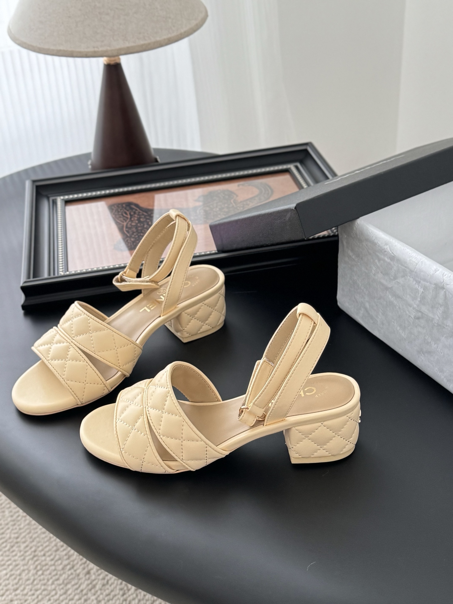 Chanel Women's Beige Leather Quilted Mary Jane Block Heel Sandals 4 i1742073802378 3685 0 1