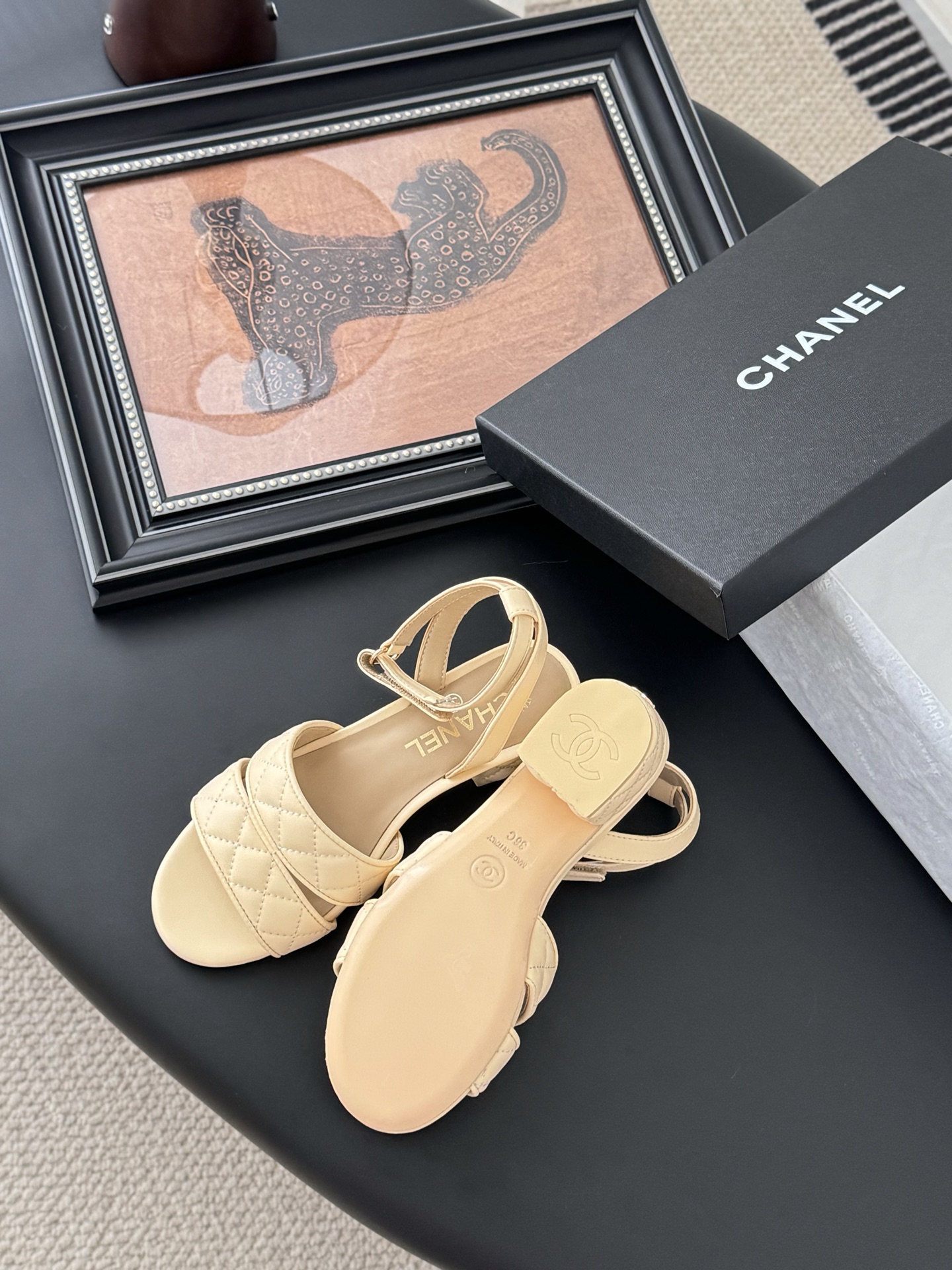 Chanel Women's Beige Leather Quilted Mary Jane Block Heel Sandals 6 i1742073802383 6072 0 4