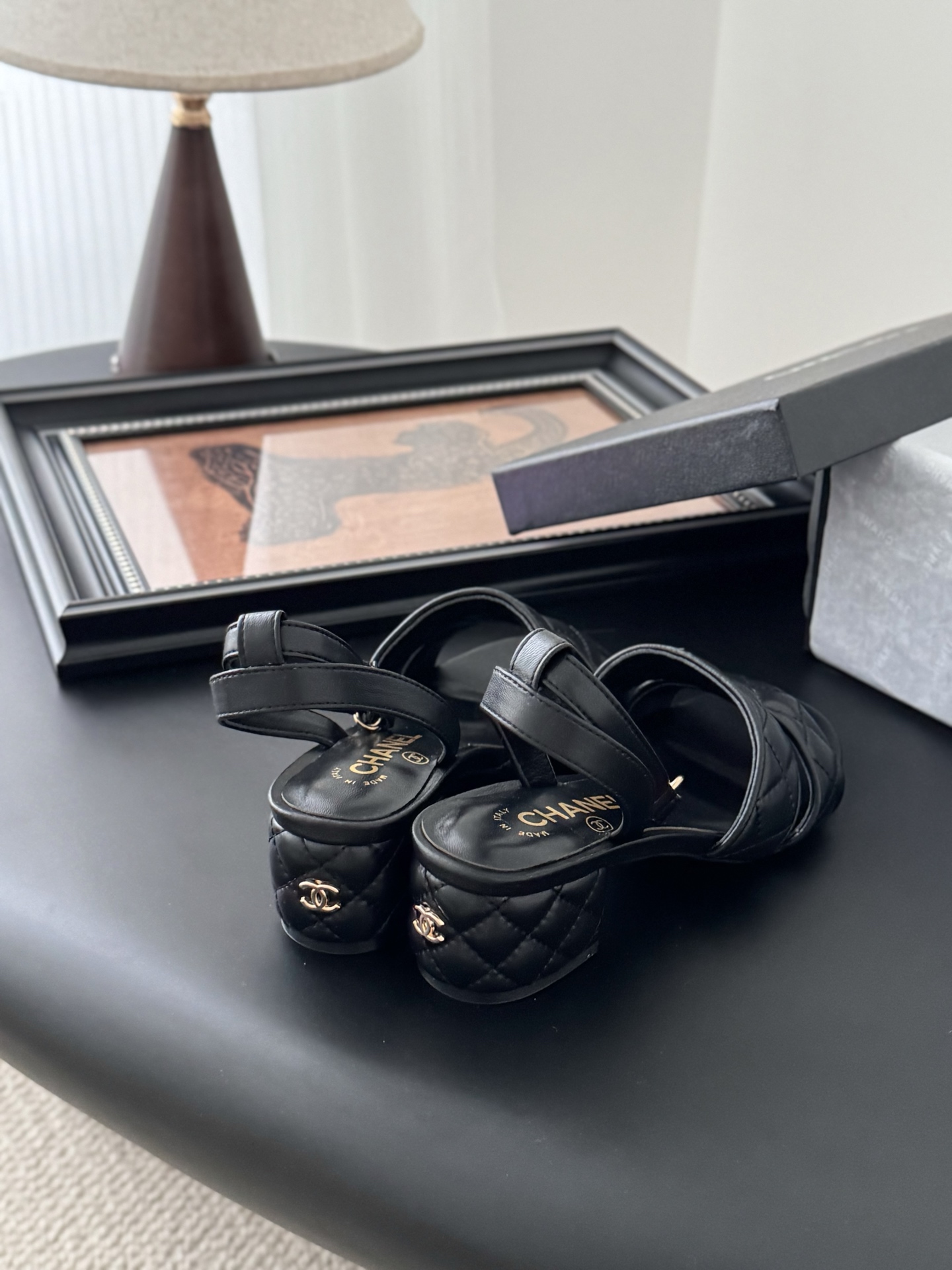 Chanel Women's Black Leather Quilted Heeled Sandals, Comfortable and Stylish 5 i1742073830873 6318 0 2