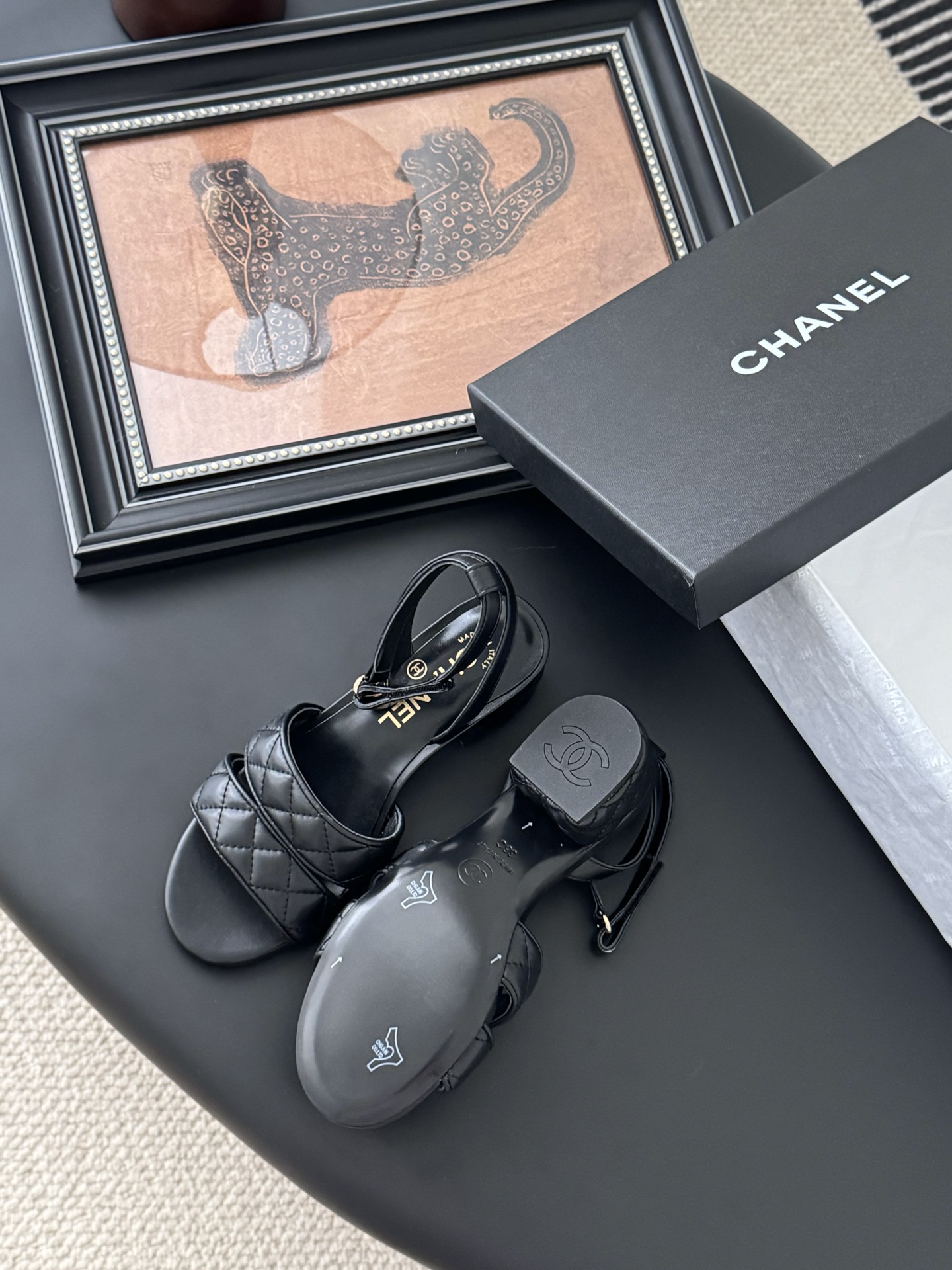 Chanel Women's Black Leather Quilted Heeled Sandals, Comfortable and Stylish 6 i1742073830939 530 0 4