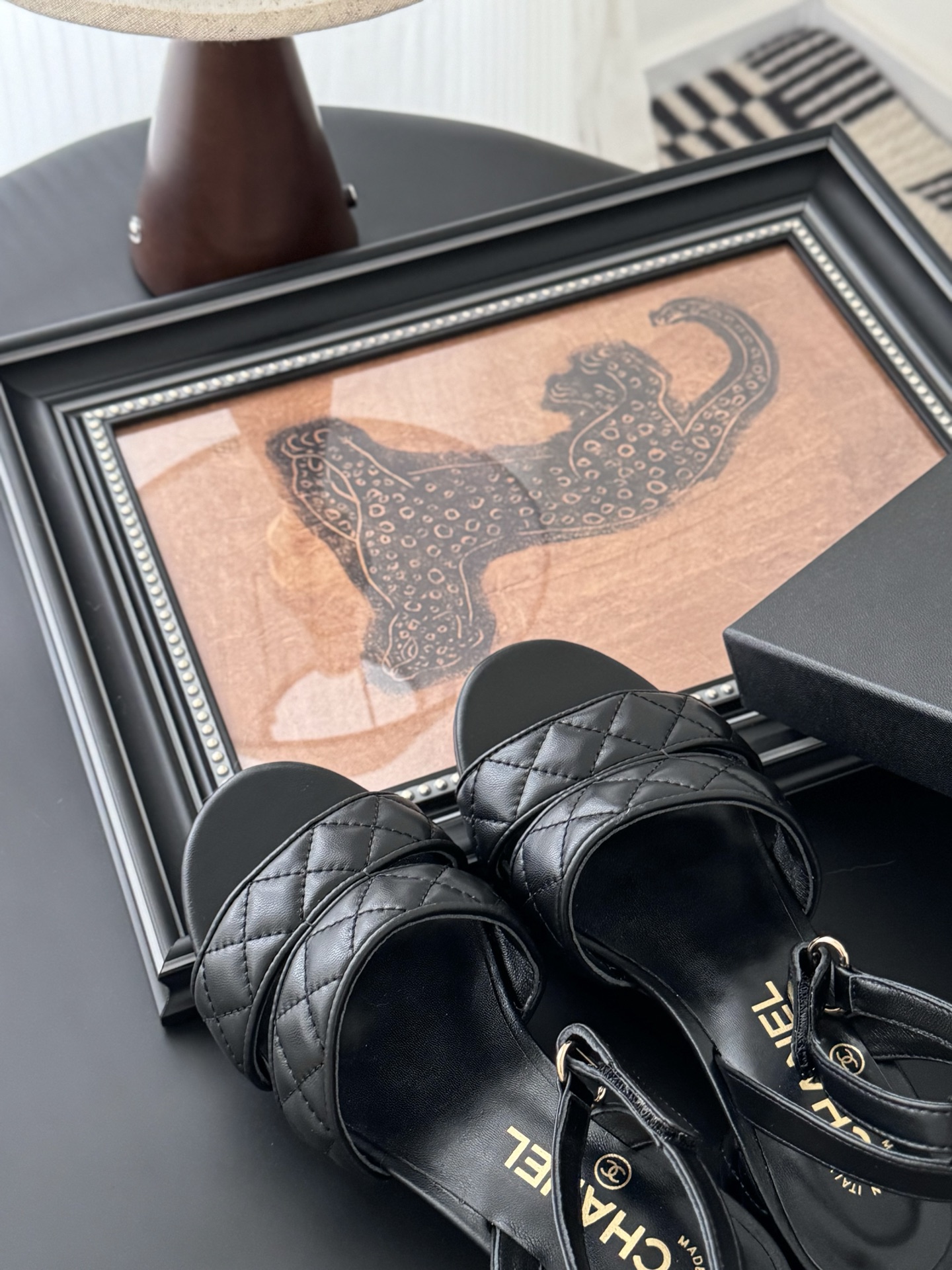 Chanel Women's Black Leather Quilted Heeled Sandals, Comfortable and Stylish 8 i1742073831430 93 0 6