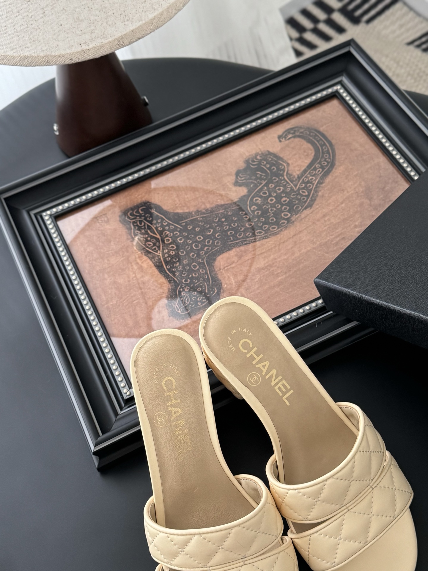 Chanel Women's Beige Leather Quilted Block Heel Slide Sandals 8 i1742073847149 3903 0 6