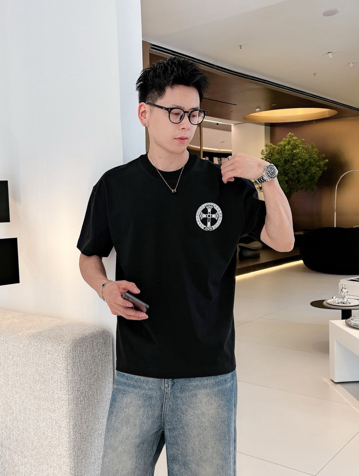 NO:426419,Ch/Croxin 2025 spring and summer new product, complete three standards, round neck mercerized cotton short-sleeved T-shirt, no need to introduce too much good products, look at the details, counter number M-XXXL 175/140 Suggestions L,,chrome hearts, T-shirt,tees, t-shirt,alexander wang19860909Ch/克罗心 2025春夏新品 三标齐全 圆领丝光棉短袖T恤 好货不用过多介绍 看细节 专柜码数M-XXXL 175/140建议L,,chrome hearts,T-shirt,tees，t-shirt,alexander wang,Men's clothing