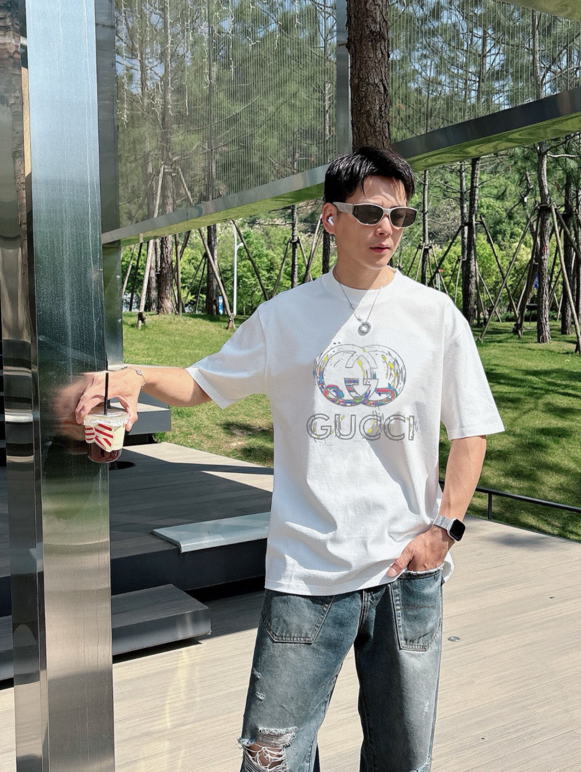 NO:162747,Gucci/Gucci 2025 spring and summer new product, complete three-standard chest three-dimensional printing process, mercerized cotton short-sleeved T-shirt, good products do not need to be introduced too much, look at the details, counter number M-XXXL 175/140 Suggestions,,gucci, T-shirt,tees, t-shirt,alexander wang19860909Gucci/古奇 2025春夏新品 三标齐全 胸前立体印花工艺 丝光棉短袖T恤 好货不用过多介绍 看细节 专柜码数M-XXXL 175/140建议L,,gucci,T-shirt,tees，t-shirt,alexander wang,Men's clothing