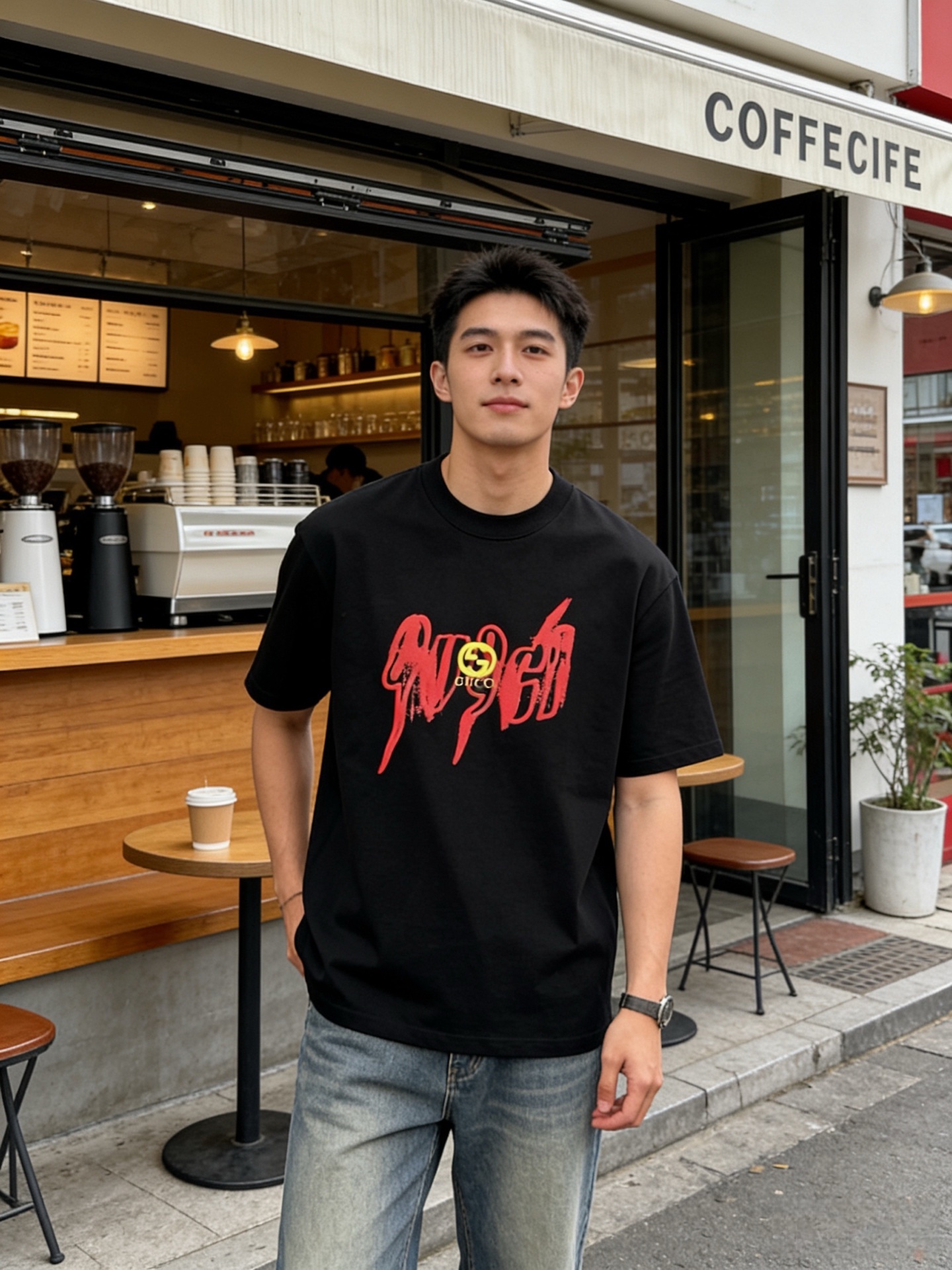 NO:915595,GUCCI/Gucci 2026 spring and summer new products, complete with three labels, pure cotton round neck short-sleeved T-shirt, counter size M-XXXL 175/140, recommended L,, gucci, gucci, T-shirt, tees, t-shirt,19860909GUCCI/古驰 2026年春夏新品上新 三标齐全 纯棉圆领短袖T恤 专柜码数M-XXXL 175/140建议L,,gucci,gucci,T-shirt,tees，t-shirt,,Men's clothing
