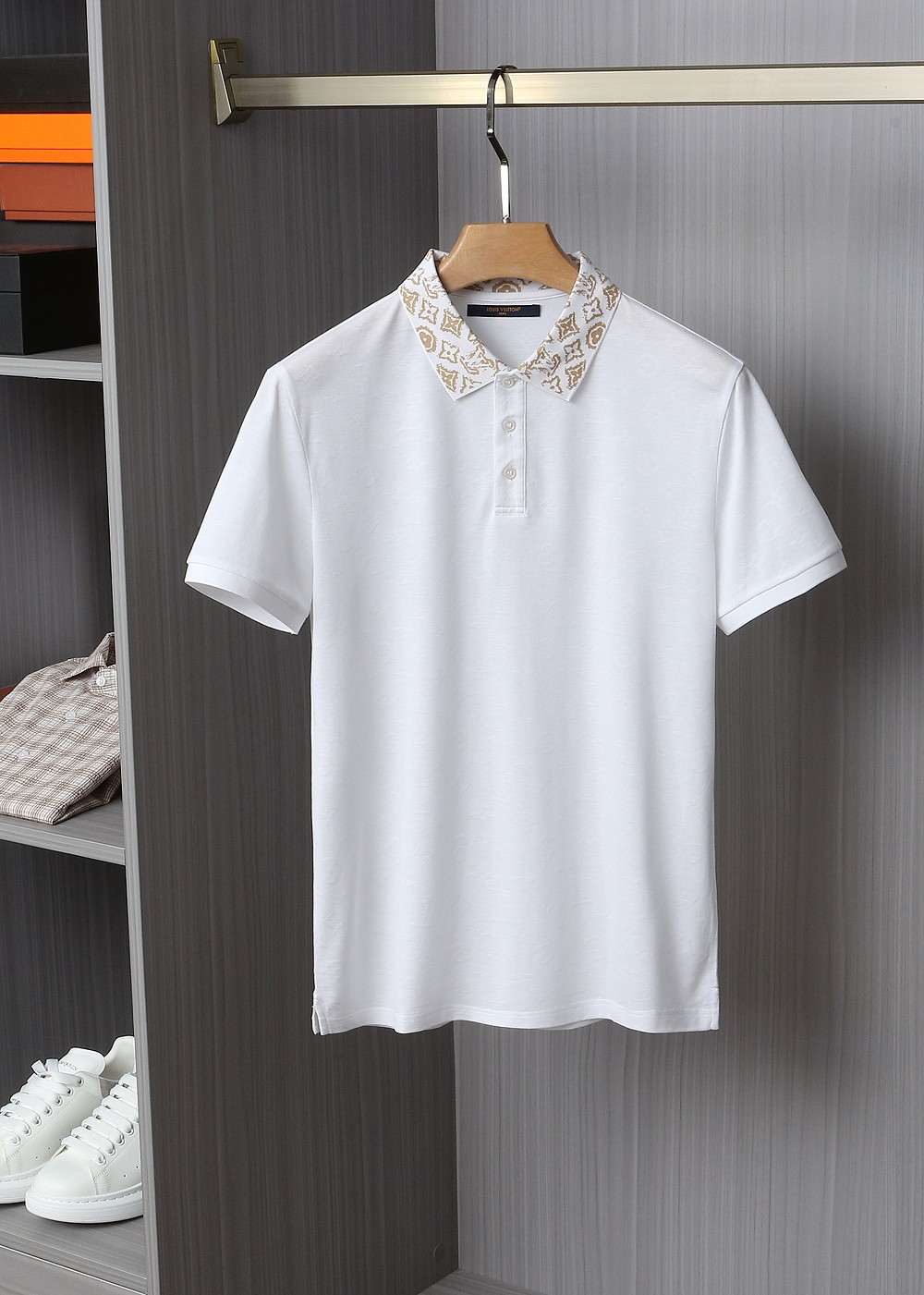 Louis Vuitton Replica
 Clothing Polo Buy Sell
 Black White Embroidery Men Fall/Winter Collection Fashion