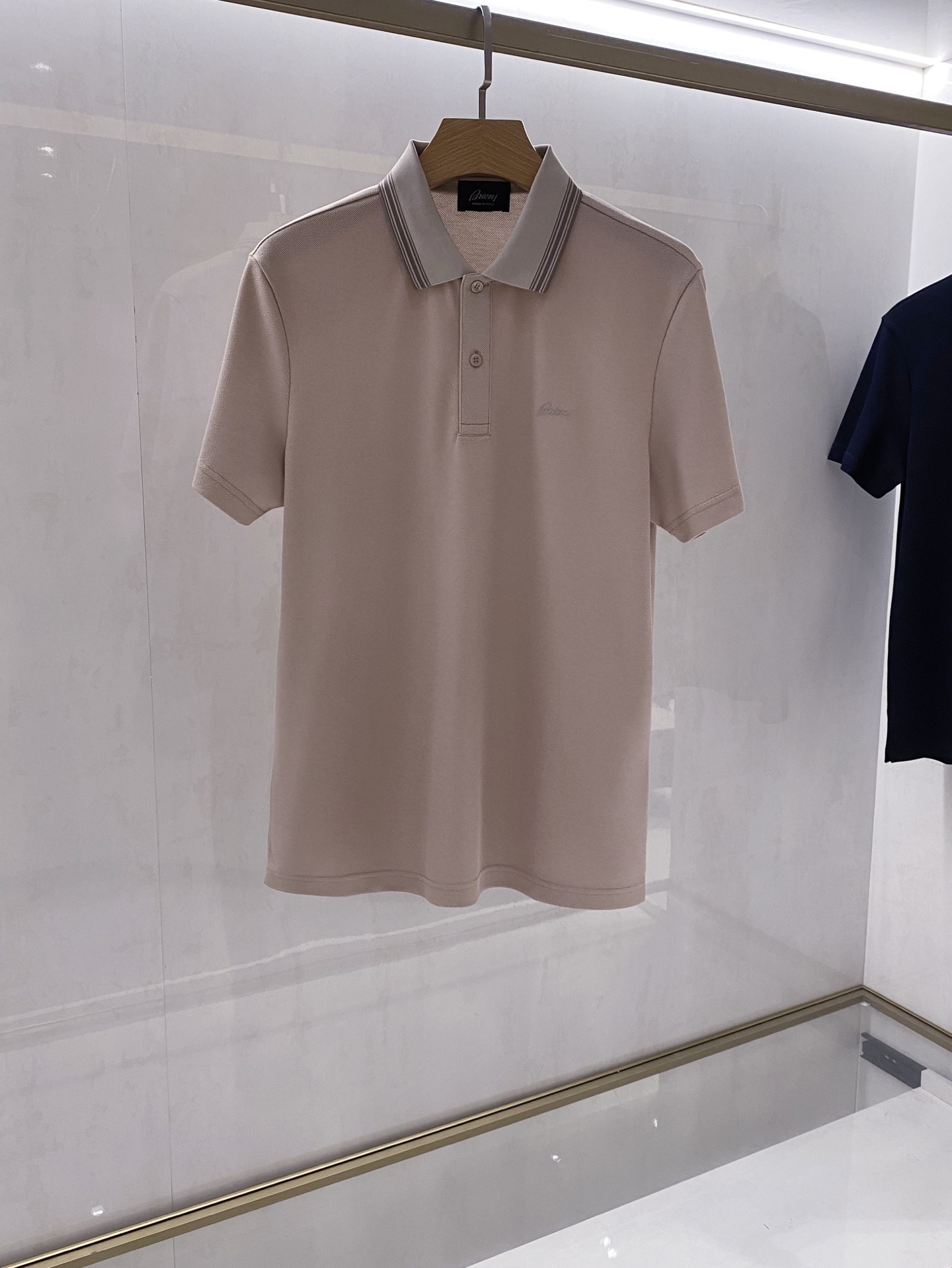 【典藏臻品】布里*尼26年夏季最新男士高端商务短袖POLO，两色甄选（浅咖、蓝色），M-3XL全码段尊享