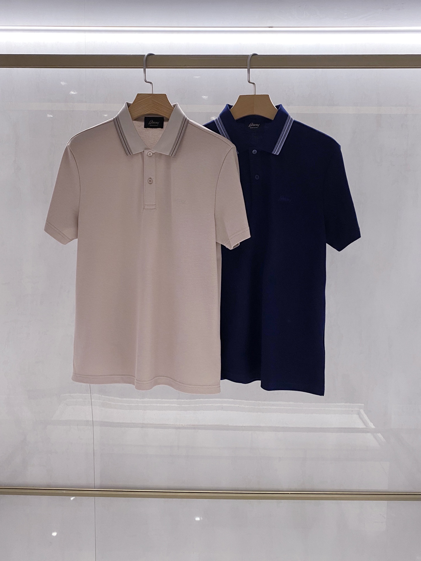 【典藏臻品】布里*尼26年夏季最新男士高端商务短袖POLO，两色甄选（浅咖、蓝色），M-3XL全码段尊享