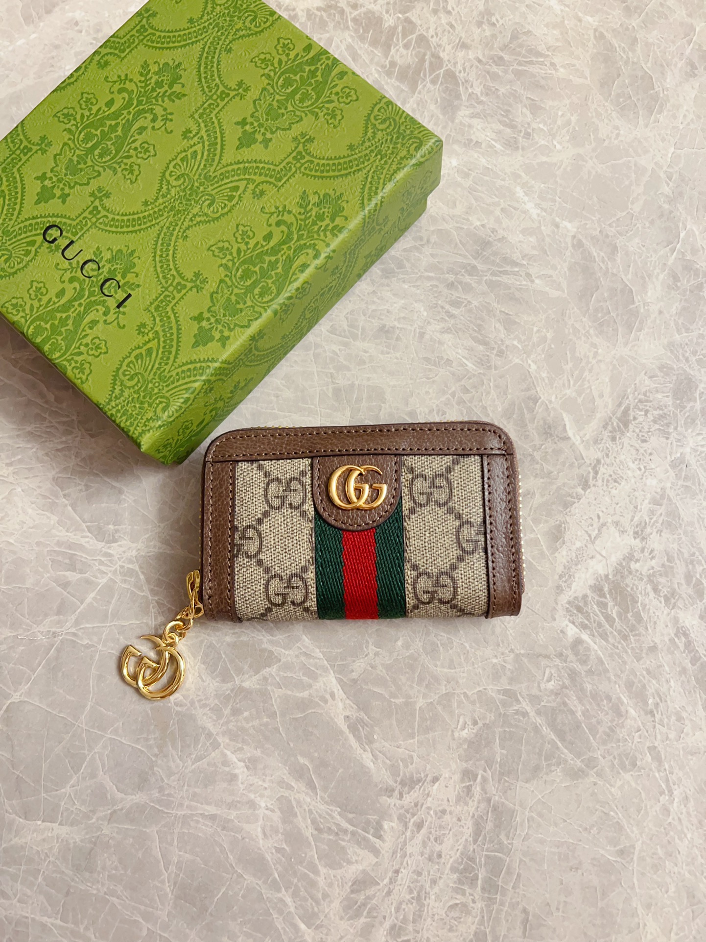 Gucci GG Supreme Portefeuilles Couleur du café Vert Rouge Polychlorure de vinyle