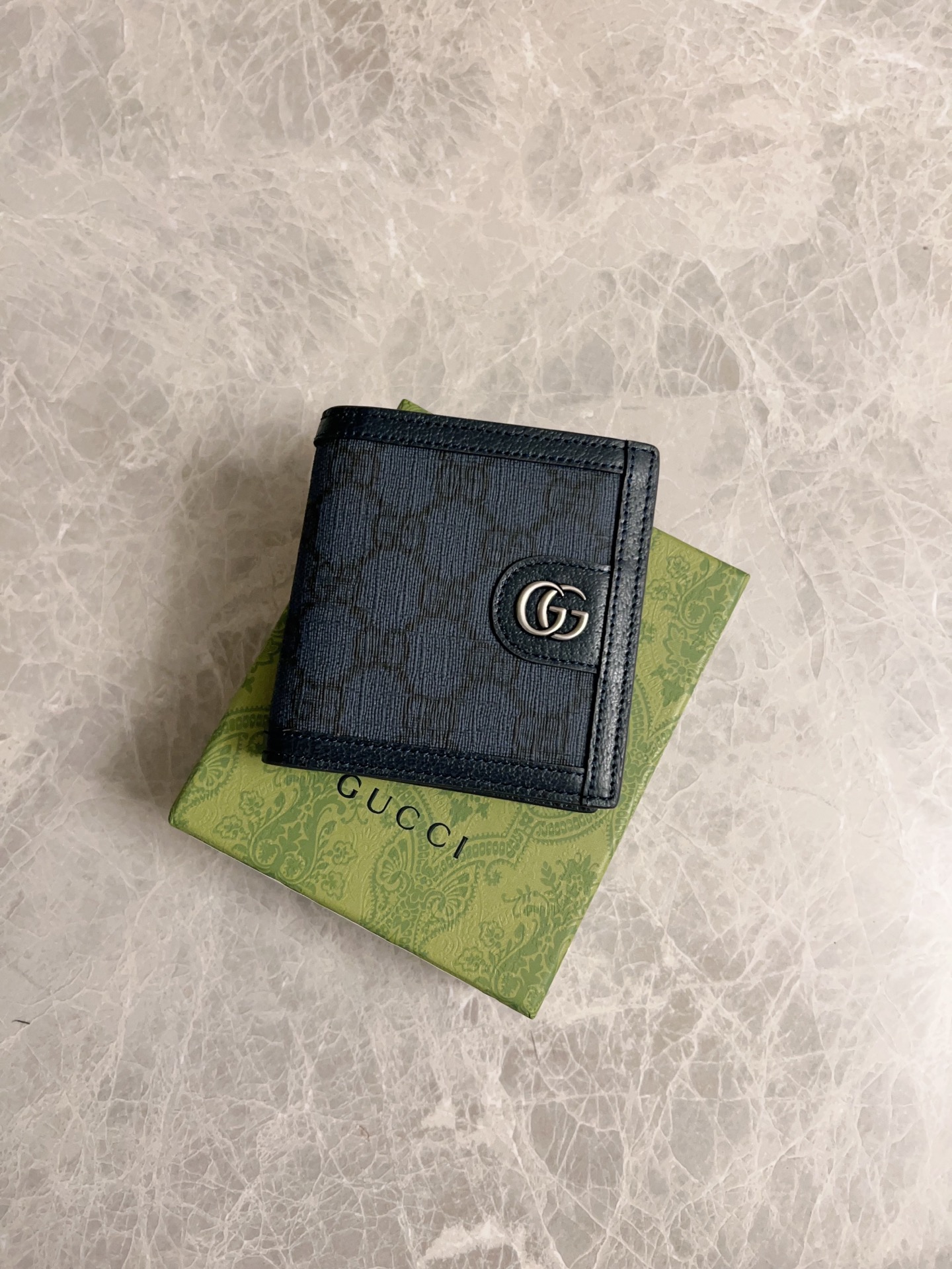 Gucci Ophidia GG Supreme Short Wallet Blue Standard everyday