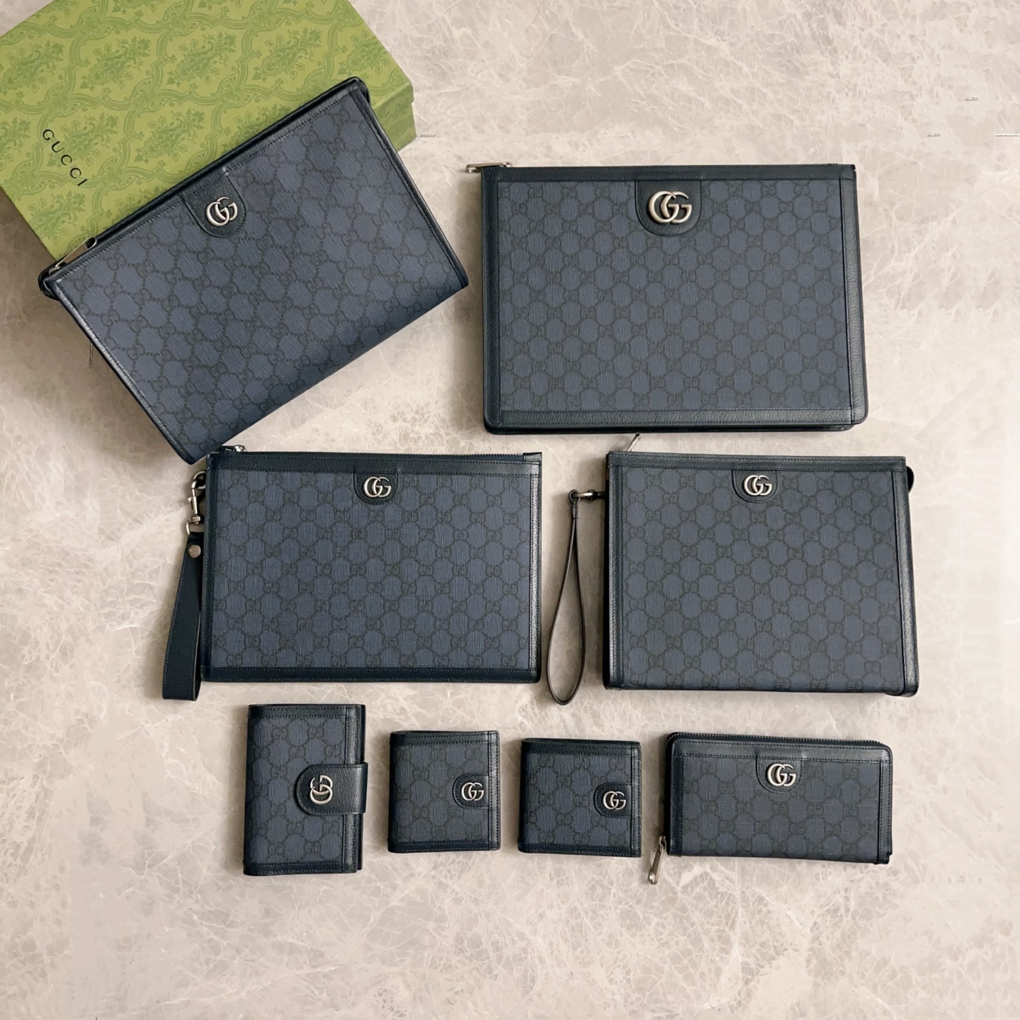 Gucci Ophidia GG Supreme Short Wallet Blue Standard everyday