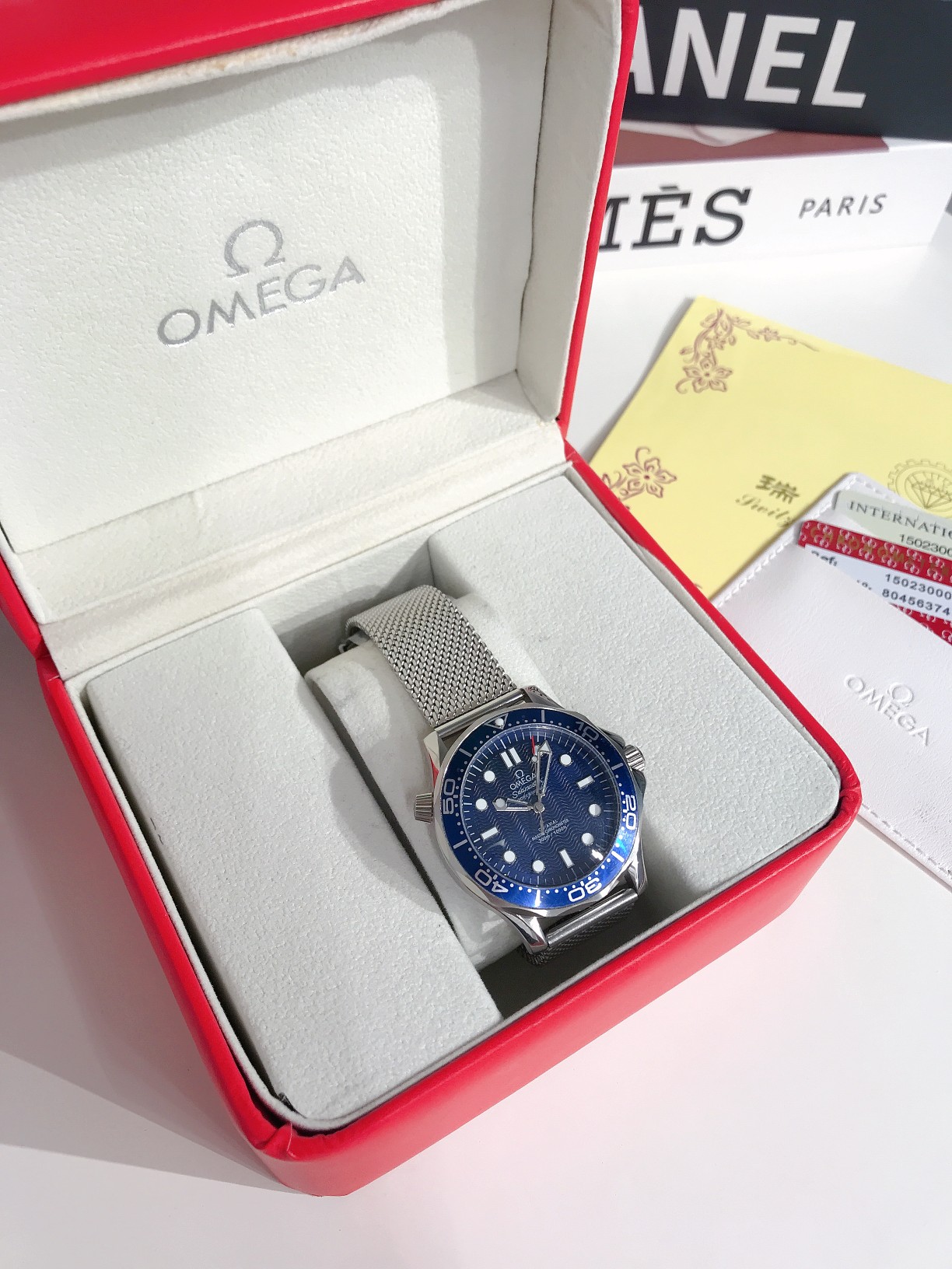 OMEGA Omega Seamaster Armbanduhr Blau Stahlmaterial