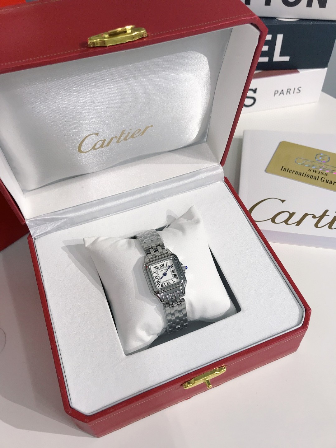 Cartier 1: 1
 Armbanduhr Blau Mit Diamanten besetzt Quartz Movement