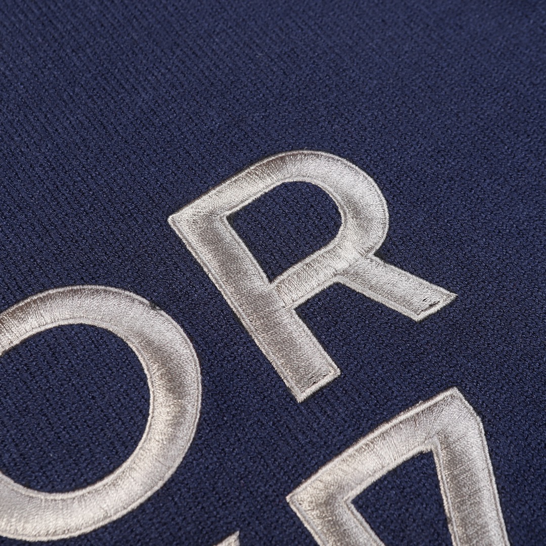 FG DIOR SS24 Long Sleeve Knit with Letter Logo, Parisian Elegance in Navy Blue and Yellow - 图片 5