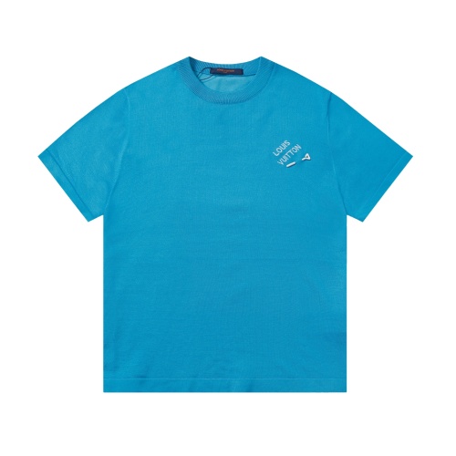 Louis Vuitton Staples Edition Blue Knitted T-Shirt with Embroidered Logo 1 Louis Vuitton Staples Edition Blue Knitted T-Shirt with Embroidered Logo