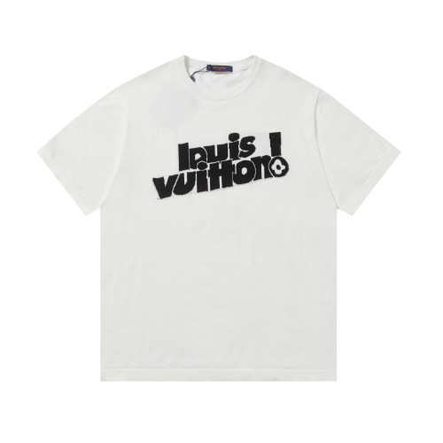 Louis Vuitton Logo Jacquard Knit Crew Neck Short Sleeve T-Shirt 1 Louis Vuitton Logo Jacquard Knit Crew Neck Short Sleeve T-Shirt