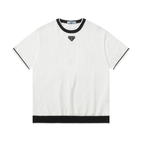 Prada Knitted Crew Neck Metal Logo Short Sleeve T-Shirt Unisex - Details Matter 1 Prada Knitted Crew Neck Metal Logo Short Sleeve T-Shirt Unisex - Details Matter