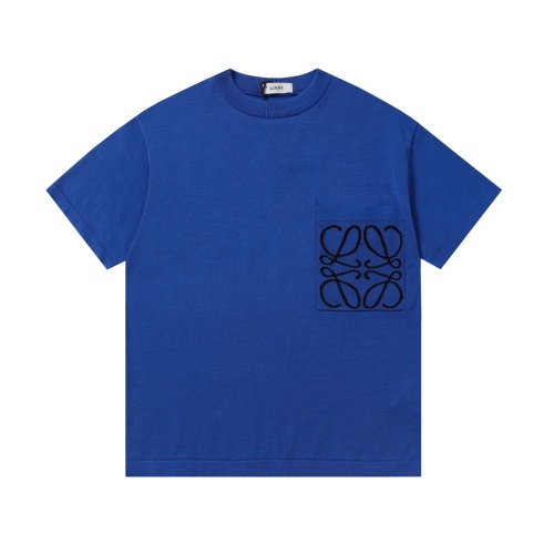 Loewe Anagram Pocket Knitted Short Sleeve T-Shirt - Blue 1 Loewe Anagram Pocket Knitted Short Sleeve T-Shirt - Blue