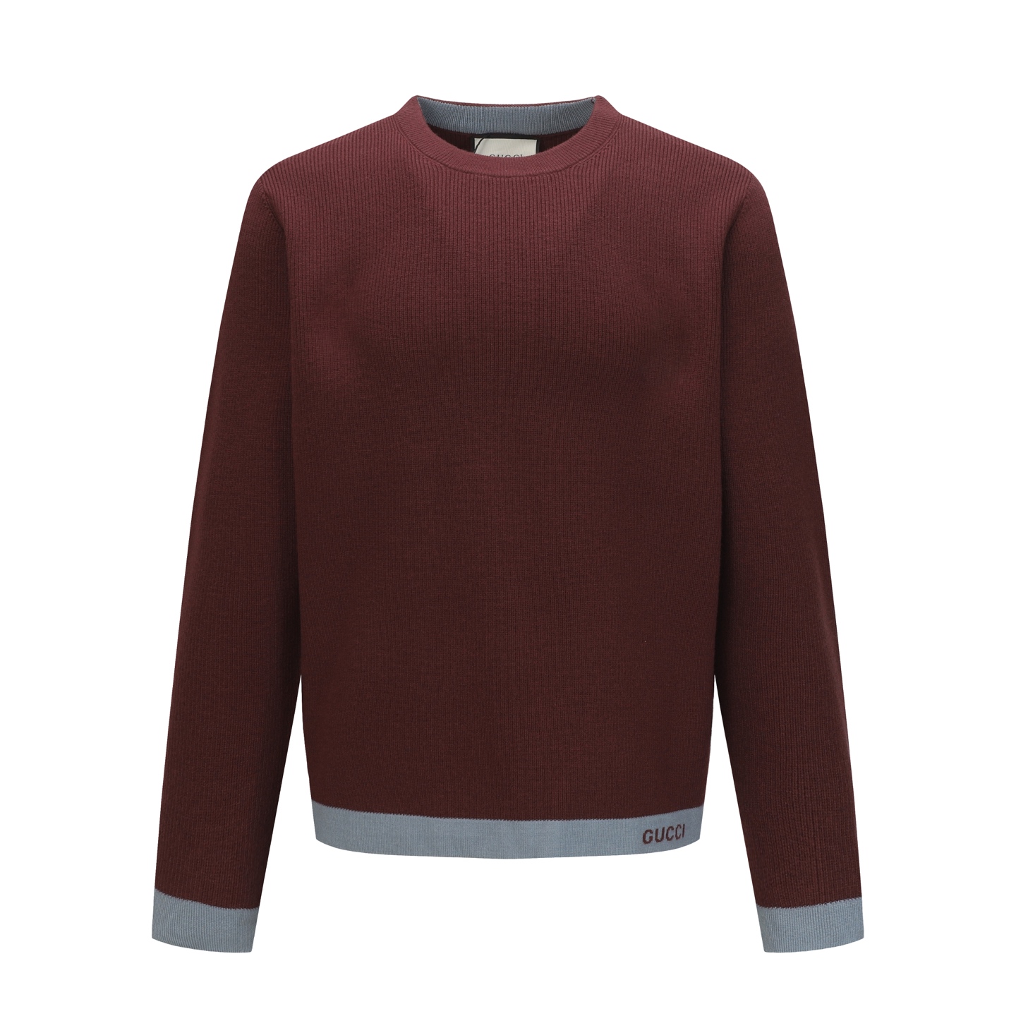 GUCCI Jersey de manga larga con cuello redondo, ribetes e intarsia. La colección Pre-Primavera 2025 de Gucci presenta v…