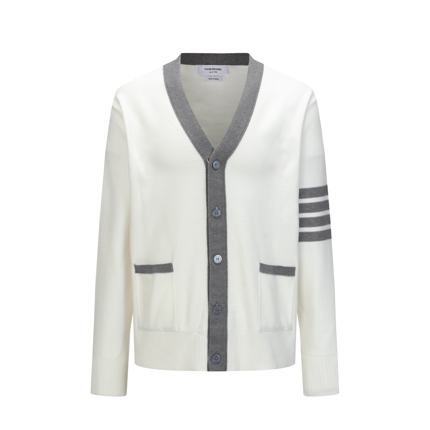 Thom Browne V-Neck Cardigan - Classic Style with Signature Detailing