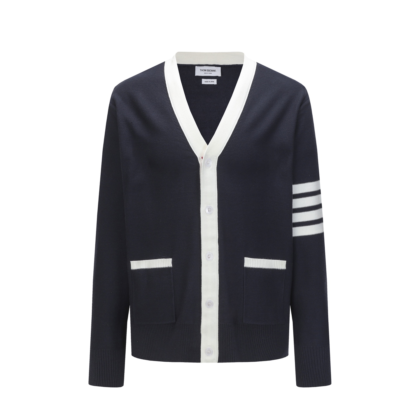 Thom Browne V-Neck Cardigan, Slim Fit, Long Sleeve, Knitwear Sweater