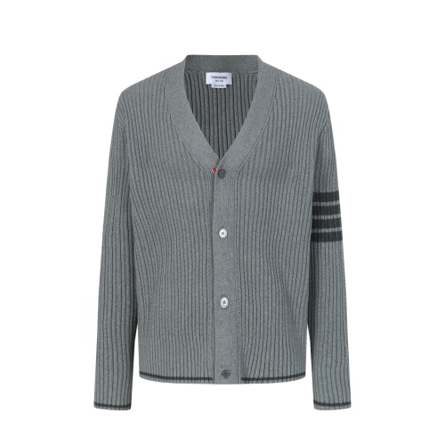 Thom Browne Striped V-Neck Button-Down Long Sleeve Knit Cardigan Sweater 1 Thom Browne Striped V-Neck Button-Down Long Sleeve Knit Cardigan Sweater