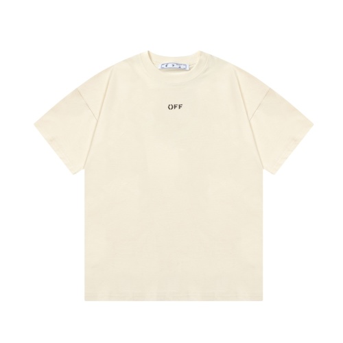 Off-White Arrow Logo Embroidered Short Sleeve T-Shirt - Apricot 1 Off-White Arrow Logo Embroidered Short Sleeve T-Shirt - Apricot