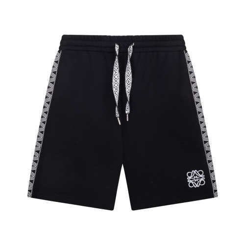 Loewe Black Cotton Blend Shorts with Logo Embroidery and Ribbon Detail 1 Loewe Black Cotton Blend Shorts with Logo Embroidery and Ribbon Detail