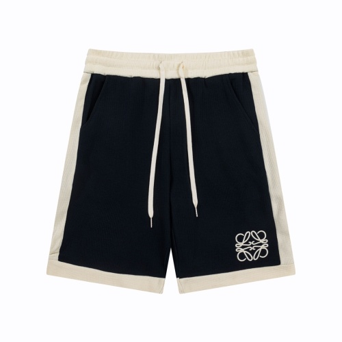Loewe Embroidered Patchwork Shorts High-Quality Waffle Fabric,Blue 1 Loewe Embroidered Patchwork Shorts High-Quality Waffle Fabric,Blue