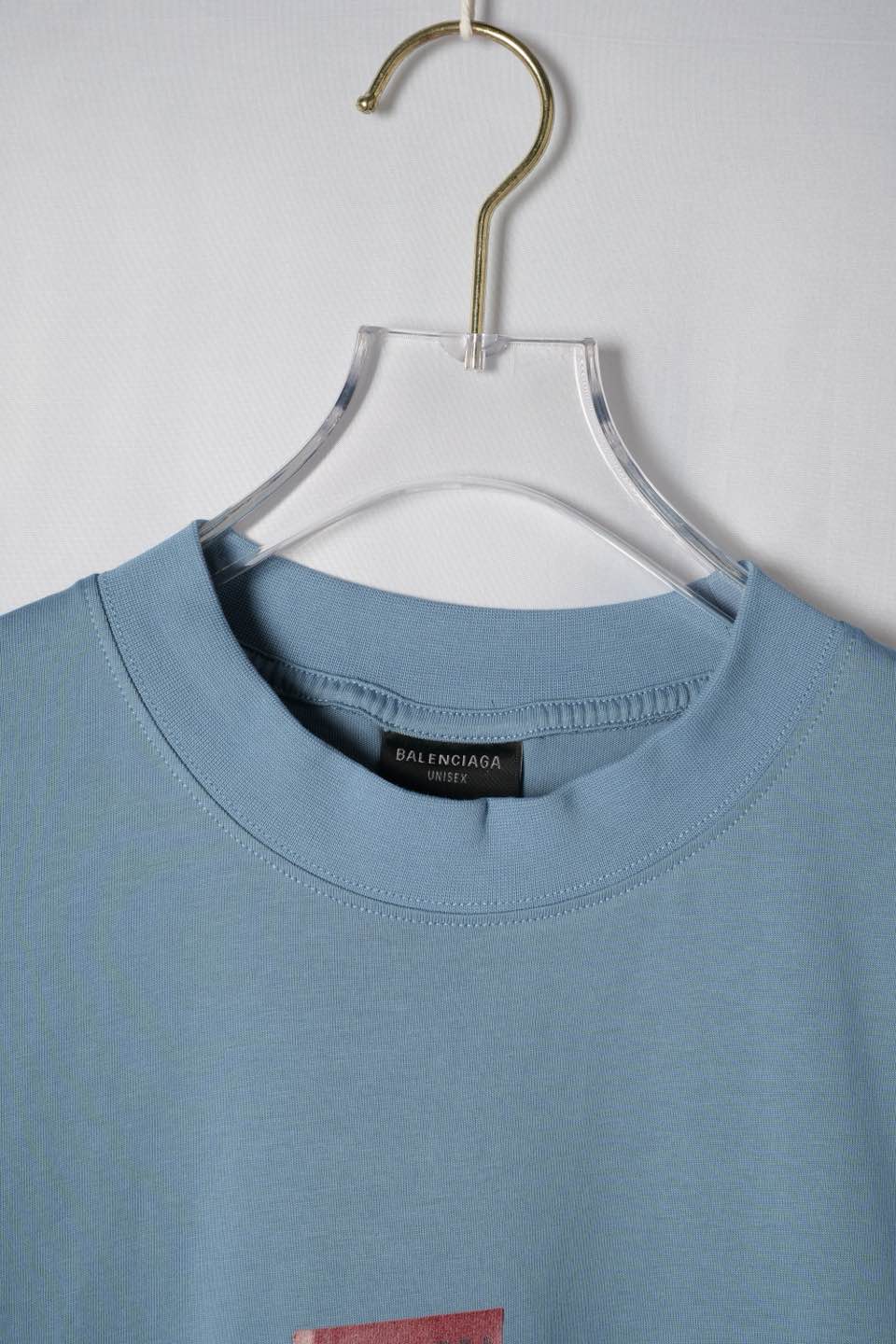 Balenciaga Blue Cotton Crew Neck T-Shirt with Tape Logo Embroidery 6 a1747711889109 3430
