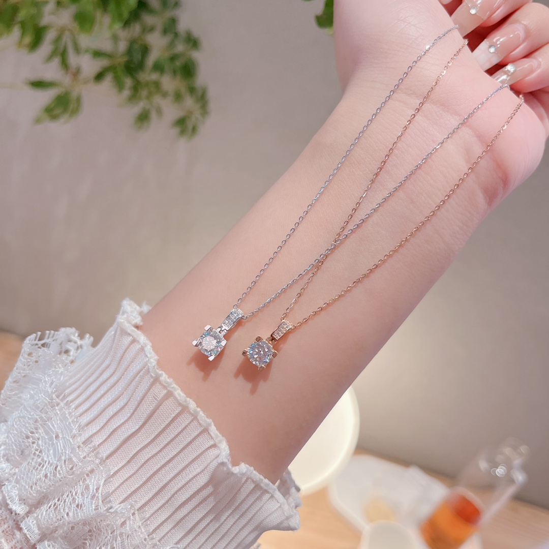 Fine Silver Moissanite Necklace Delicate Wedding Favor Gold