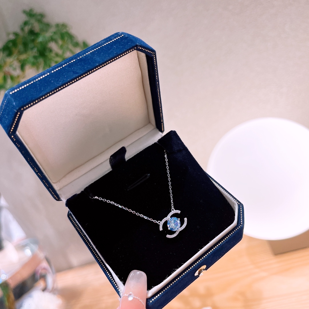 Feinsilber Moissanit Kette Wald Geburtstag Silber