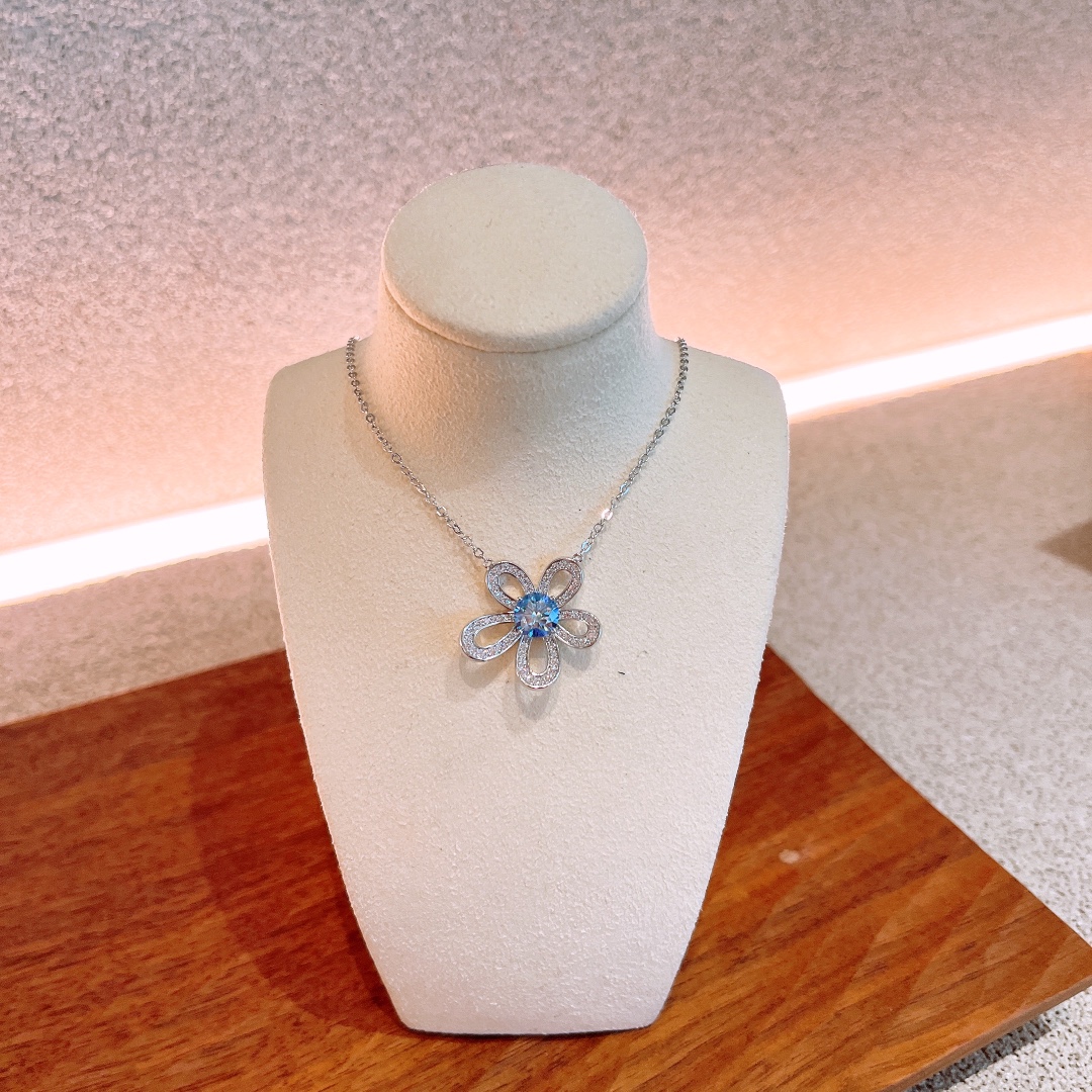 High Polish Silver Moissanite Necklace Forest Anniversary Gold