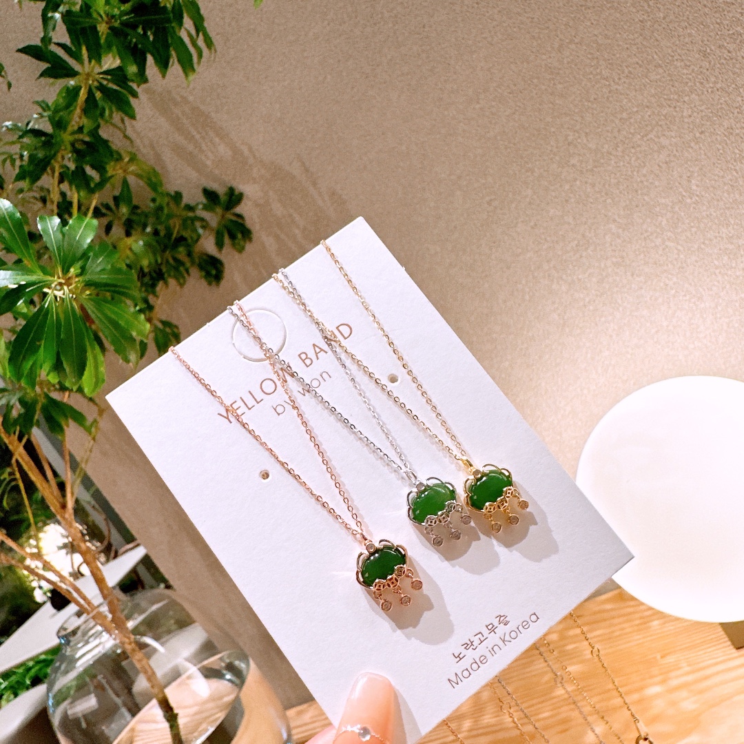 925 Silver Jasper Necklace Light Luxury Graduation Gold