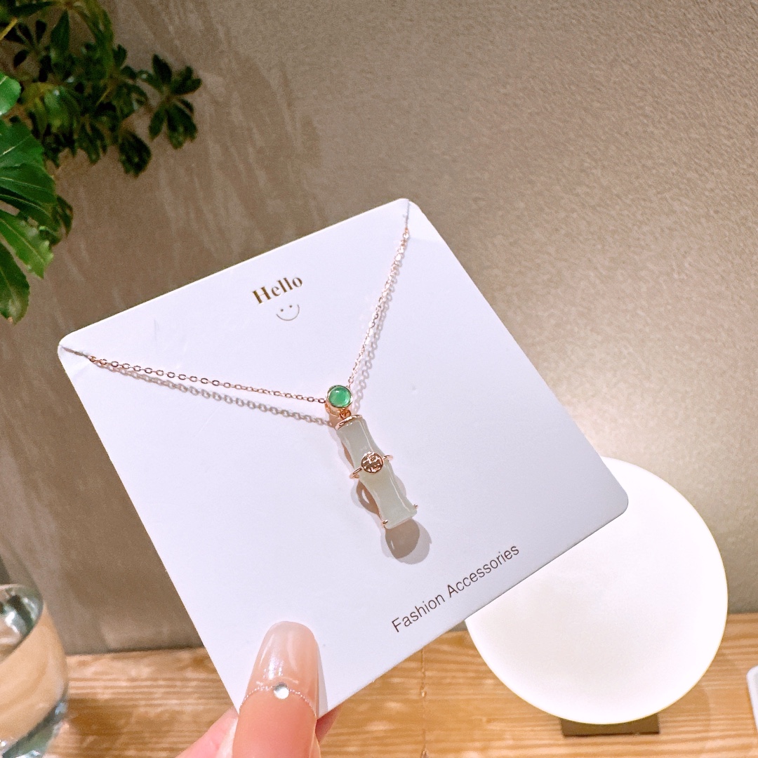 Hypoallergenic Silver Hetian Jade Necklace Lively Office Silver