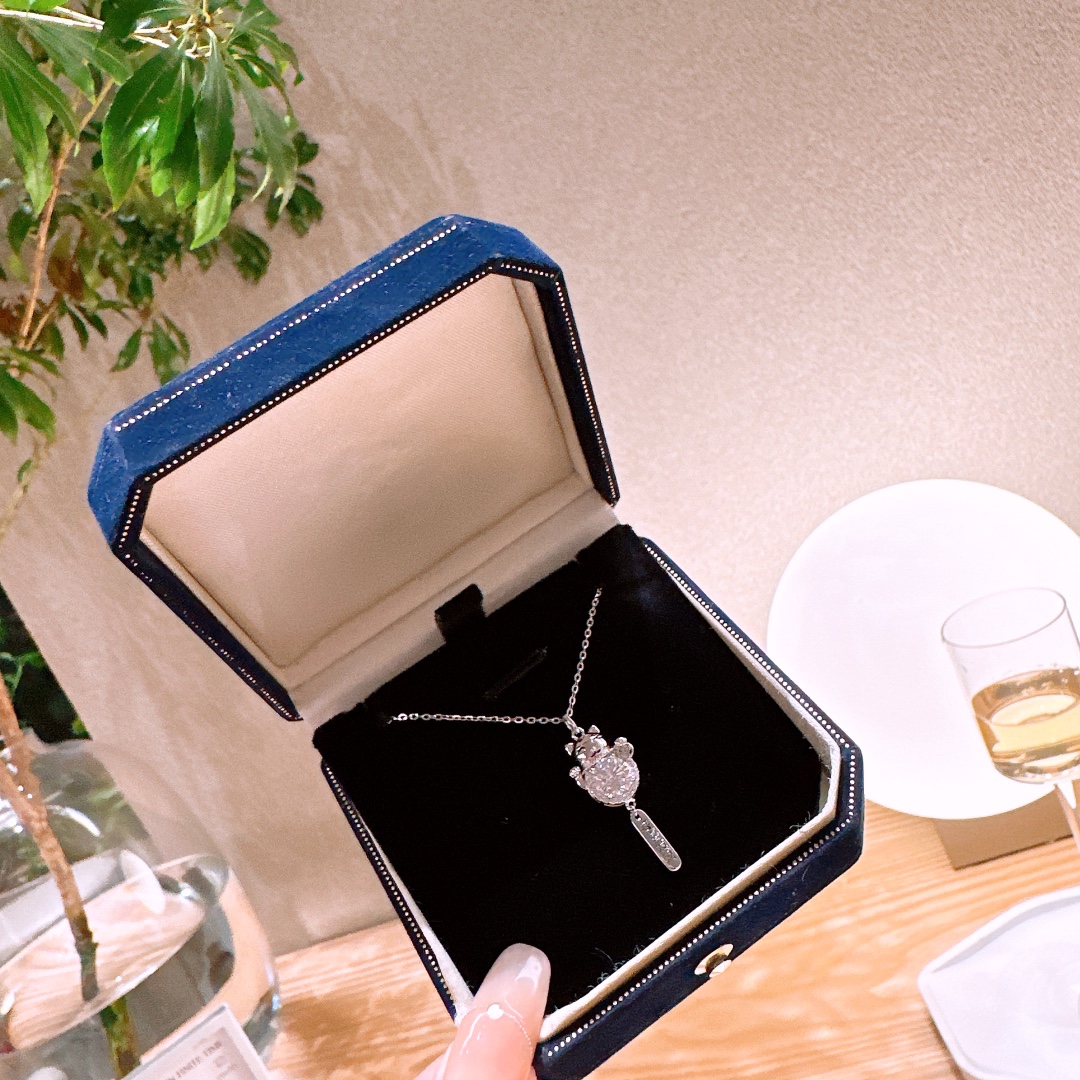 Fine Silver Moissanite Necklace Cute Gift for Her Gold