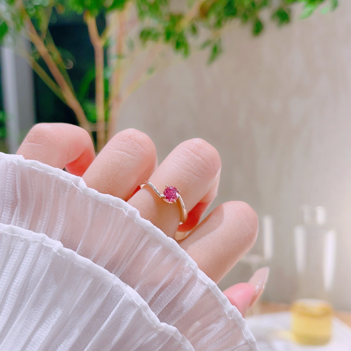 S925 Sterling Silver Moissanite Ring Fresh Banquet Silver