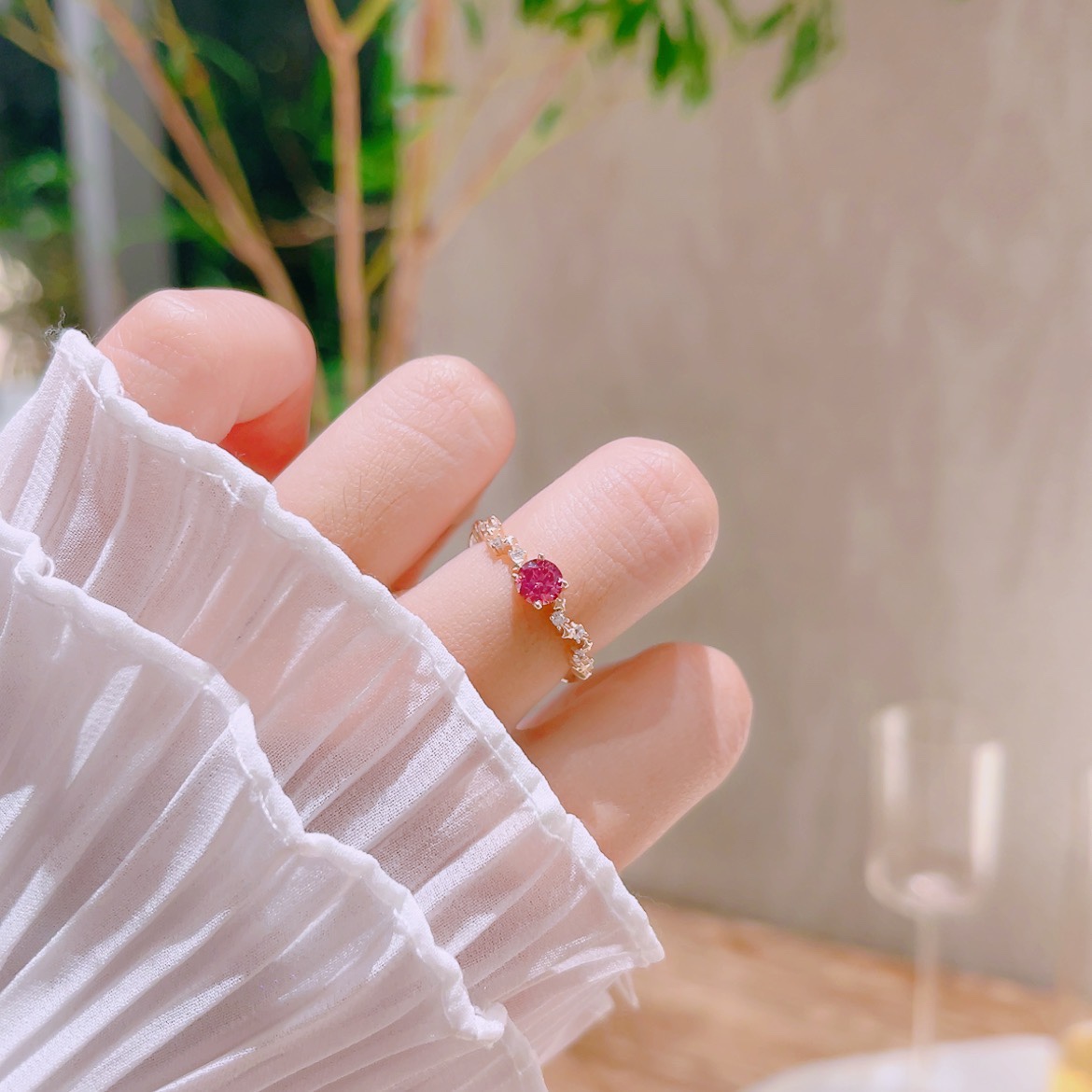 High Polish Silver Moissanite Ring Sweet Spring Festival Gold