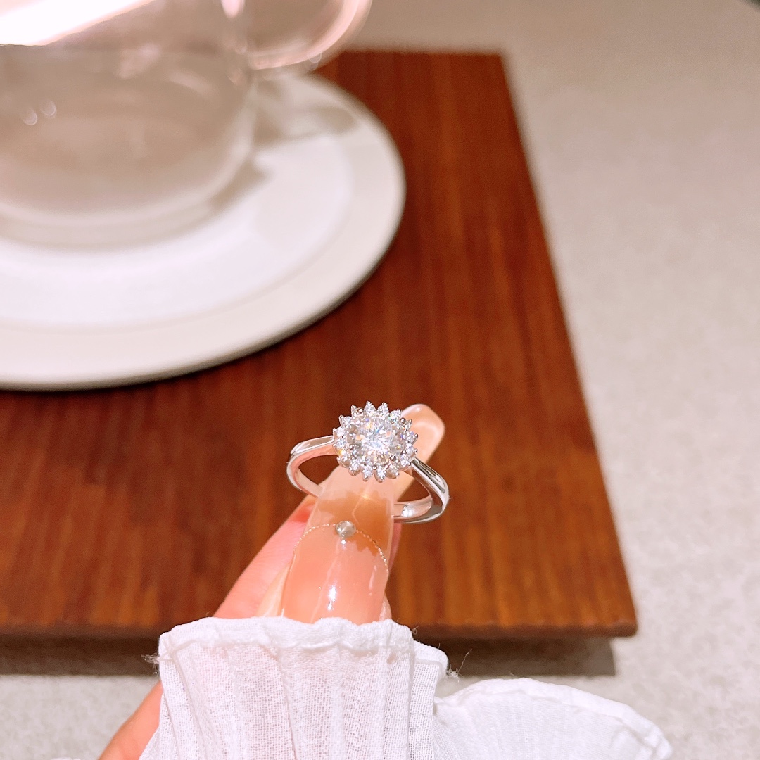 Solid Silver Moissanite Ring Minimalist Travel Silver